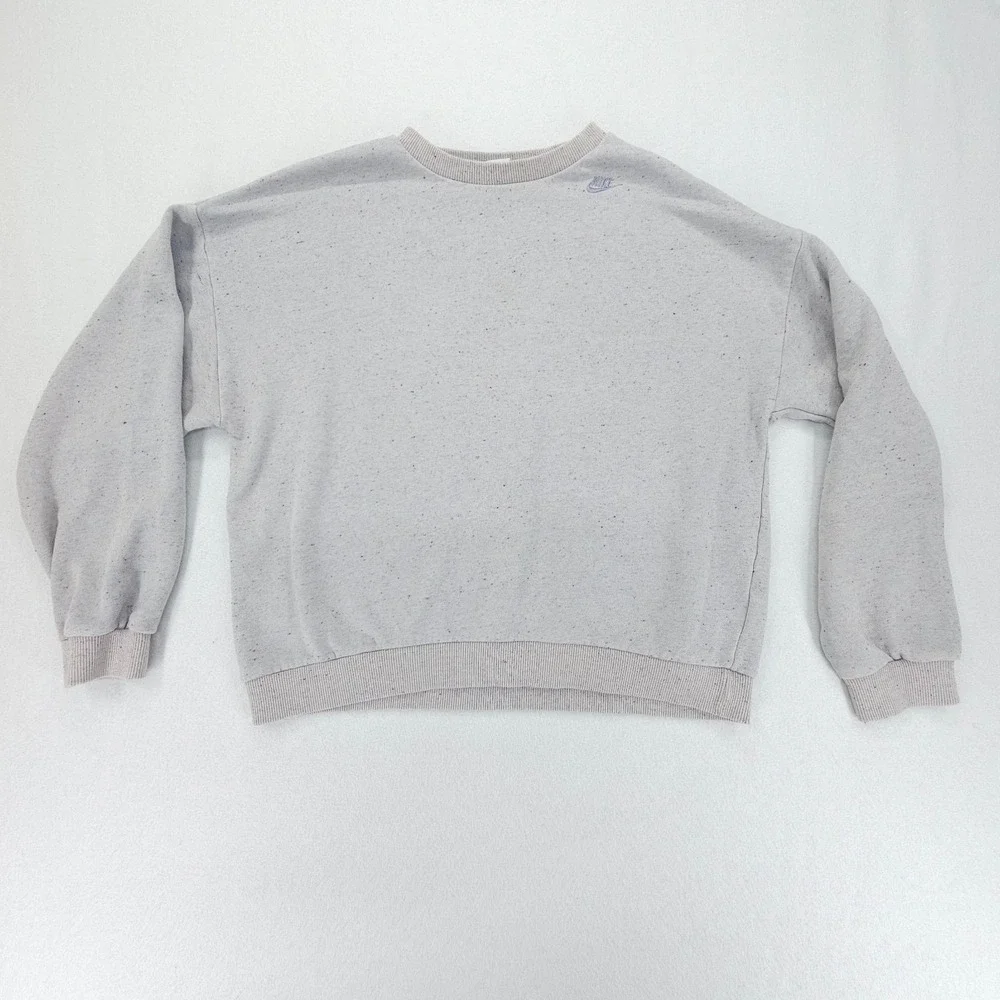 Nike Sweatshirt Kids XL Gray Sportswear NSW Icon Speckled Fleece Logo Crewneck